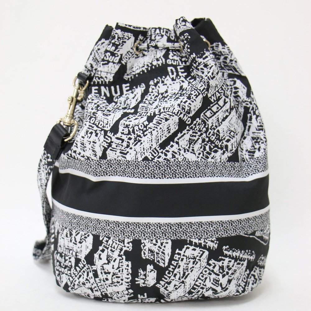 Christian Dior Pouch Black White Plan de Paris with Strap Jacquard - Picture 4 of 11